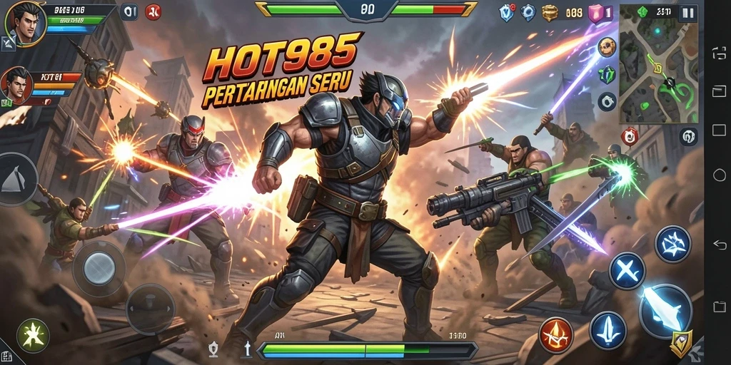 Gameplay HOT985 yang mendebarkan dalam aksi pertarungan.