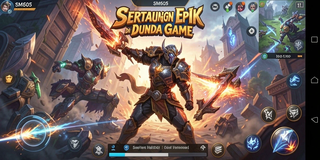 Screenshot gameplay SM605 yang menunjukkan pertarungan seru dan aksi mendebarkan.